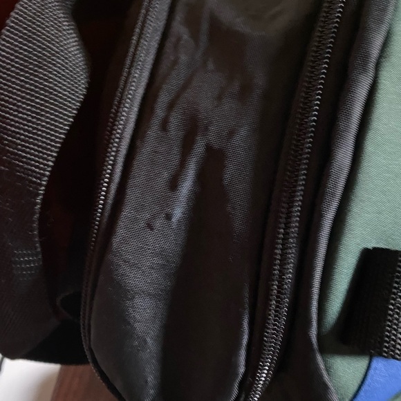 Vintage L.L. Bean Heritage Green Blue Mini Recycled Duffel Mountain Logo 20L Bag - Picture 11 of 15